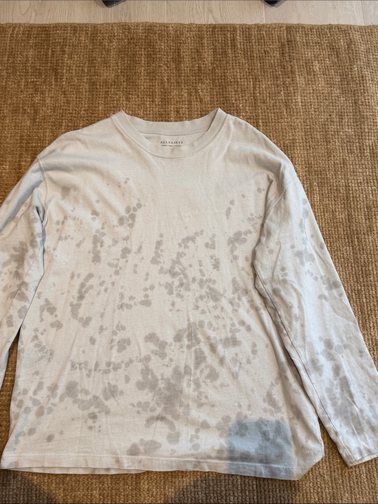 All Saints Other - AllSaints Men's Long-Sleeve Tie-Dye Crewneck Shirt - Light Gray